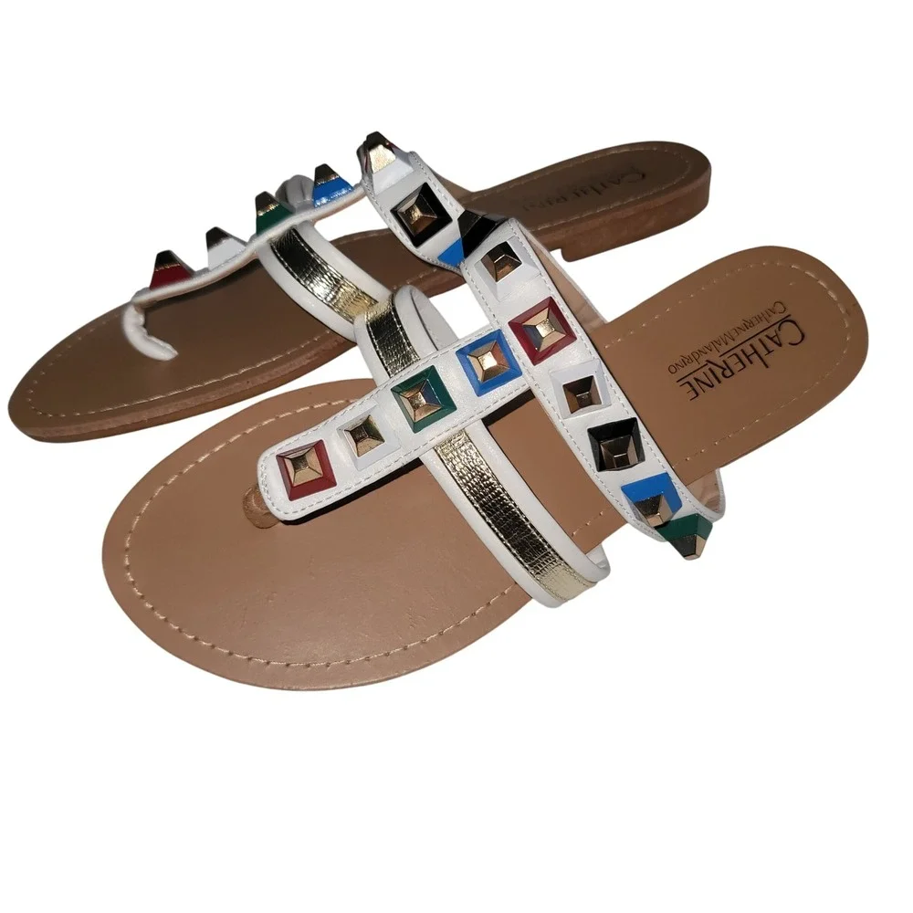 Catherine Malandrino‎ Studded Thong Sandal 10 Women Boho Beach Festival Resort